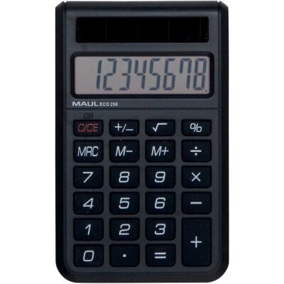 Taschenrechner ECO 250 mit 8-stelliger LCD-Anzeige, Solarbetrieben, Gehäuse zu 80 % aus recyceltem Kunststoff