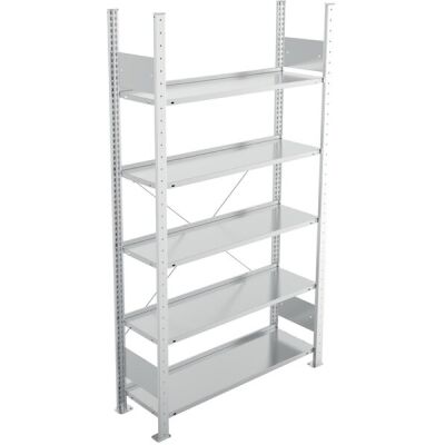 Grundregal, 1.850 x 1.000 x 300 mm (H x L x T), 5 Böden, Feldlast: 1.100 kg, Fachlast: 80 kg