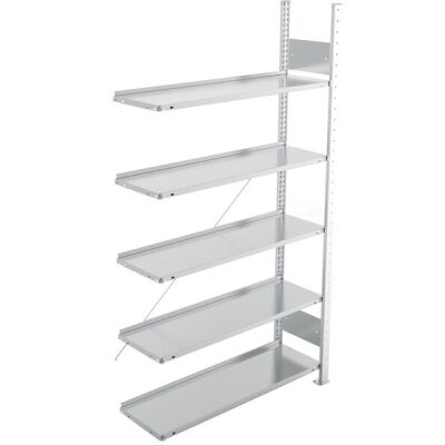 Anbauregal, 1.850 x 1.000 x 300 mm (H x L x T), 6 Böden, Feldlast: 1.100 kg, Fachlast: 80 kg