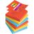 Haftnotiz Super Sticky Z-Note, 76 x 76 mm, 6 x 90 Blatt, 6 Block, Playful Collection: je 2 Block paradiseblau, ultrarot, ultragelb