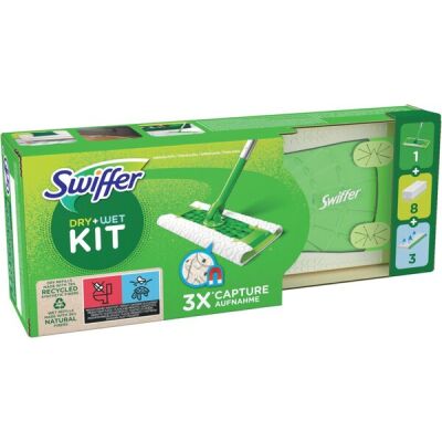 Swiffer Bodenwischer Starter Set, 1 Bodenwischer, 8 trockene, 3 feuchte Bodentücher