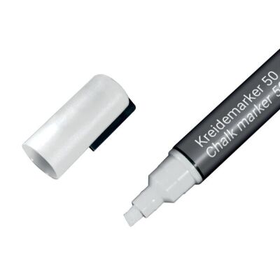Kreidemarker, aus Flüssigkreide, weiß, Keilspitze 1- 5mm, abwischbar