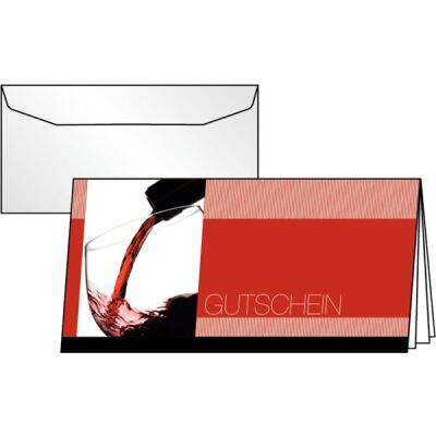 Gutschein-Karten inkl. transparente Umschläge, Vino Rosso, DIN Lang, Glanzkarton, Einlegeblatt mit Innentext