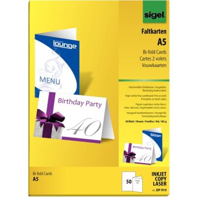 Faltkarten, weiß, zum Selbergestalten, A4 (A5), 185 g/qm, für Ink/Laser/Copy, 50 Blatt