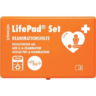LifePad-Box, LifePad von Beurer, Beatmungstuch BT-DRY, Handschuh-Set 4 Stück Vinyl groß, Erste Hilfe-Schere 14,5 cm, Batterie (1 x CR2032), Bedienungsanleitung