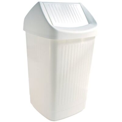 Schwingdeckelabfallbehälter, 50 Liter, mit Klappe, aus Polystyrol, weiß