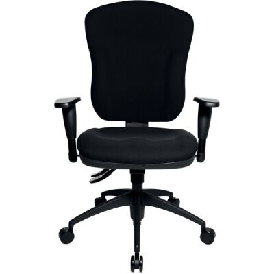 Drehstuhl Wellpoint 30, mit Armlehne, schwarz/schwarz, Rollen für Teppichböden, großer Muldensitz, max. Nutzergewicht 110 kg