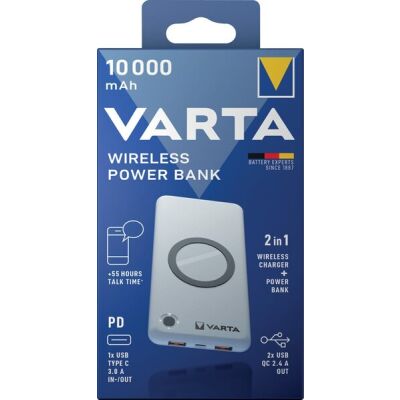 Powerbank, QuickCharge 3.0, 10.000mAh, 2 x USB-A, 1 x USB-C, Wireless Qi, Power Delivery