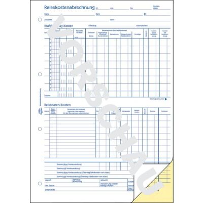 Reisekostenabrechnung, selbstdurchschreibend, DIN A4, 2 x 40 Blatt