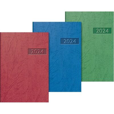 Taschenkalender 7 x 10 cm, Modell 712, mit Eckperforation, 2 Seiten/1 Woche, 128 Seiten, Jahresübersicht Vorjahr, aktuelles Jahr und Folgejahr, farblich sortiert (rot, blau, grün)