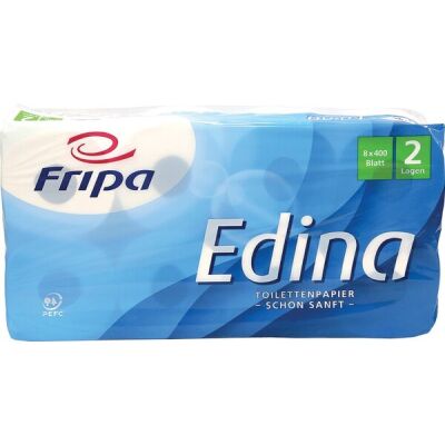 Toilettenpapier Edina, 2-lagig, hochweiß, mit Dekorprägung, Blattformat: ca. 94 x 110 mm, VE = 1 Packung á 8 x 250 Blatt
