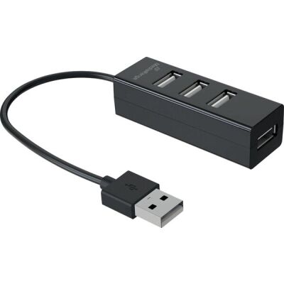 USB 2.0 Verteiler 1:4, integriertes Kabel, schwarz