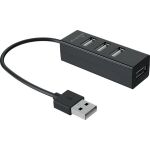 USB 2.0 Verteiler 1:4, integriertes Kabel, schwarz