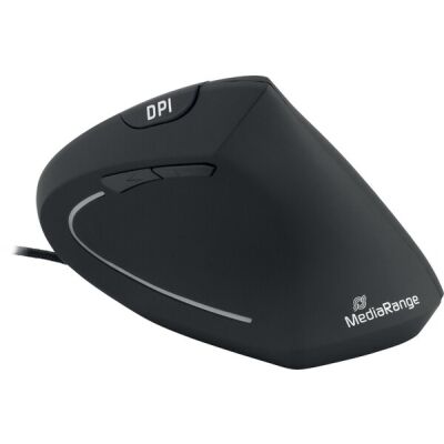 Ergonomische 6-Tasten Maus mit 6 Tasten inkl. Scroll-Rad, für Rechtshänder, USB 2.0 Kabel 1.7 m, Auflösung: 800, 1200, 1600, 2400 dpi, schwarz