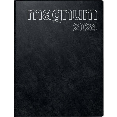 Buchkalender magnum Catana, 2024, 18,3 x 24 cm, 2 Seiten = 1 Woche, 144 Seiten, Druck: schwarz/rot, 80 g/qm, viertelstündlich 8 - 17 Uhr, Jahresübersicht Vorjahr, aktuelles Jahr und Folgejahr, 6 Seiten Monatsplan Folgejahr, 14 Seiten Wissenswertes 16 Seit