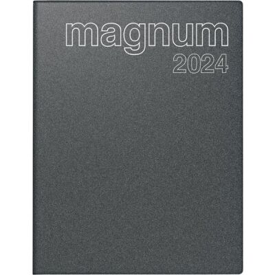 Buchkalender Magnum, Reflection, 18,3 x 24 cm, 2024, 2 Seiten = 1 Woche, 144 Seiten, Druck: schwarz/rot, 80 g/qm, viertelstündlich 8 - 17 Uhr, Klebebindung, Eckperforation, Zeichenband, Jahresübersicht Vorjahr, aktuelles Jahr und Folgejahr, 6 Seiten Monat