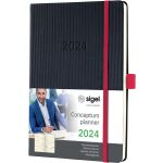 Wochenkalender Conceptum 1 Woche / 2 Seiten, 2024, schwarz/rot, ca. DIN A5, 192 Seiten, Hardcover