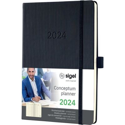 Wochenkalender Conceptum, 2024, 1 Woche / 2 Seiten, ca. DIN A5, schwarz,  Maße: 148 x 213 x 20 mm
