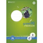 Green Schulheft Lin2, DIN A4, 16 Blatt, 90 g/qm, 4/4/4...