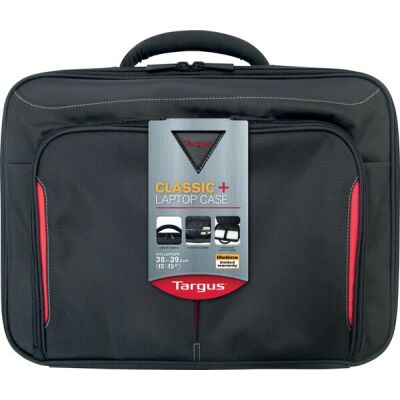 Laptoptasche Classic+ Clamshell 15-15,6", zusätzliche Innenhülle, gepolsterter, verstellbarer Griff, Front-Reißverschluss, schwarz