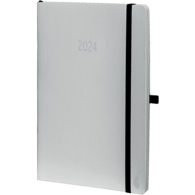 Chronobook Black & White, DIN A5, 2024, Wochenplan, 1 Woche / 2 Seiten, Softcover, Leinenprägung, weiß