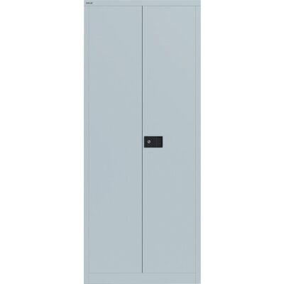 Flügeltürenschrank Universal, 1950 x 800 x 400 mm, 5 Ordnerhöhen, 4 Fachböden, abschließbar, lichtgrau