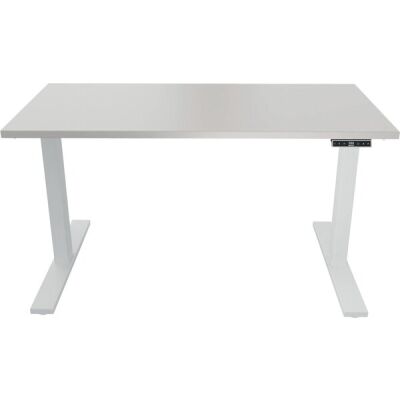 Tisch E-WonderTech, höhenverstellbar, 2 Motoren, (H x B x T) 655-1305 x 1400 x 600 mm, lichtgrau/verkehrsweiß