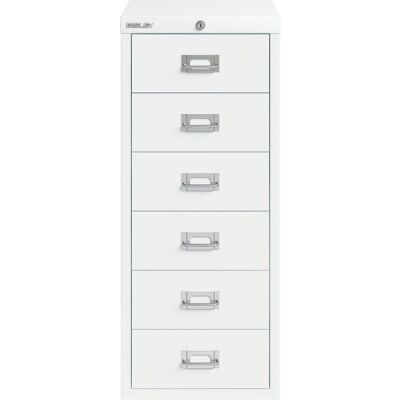 Schubladenschrank 6 Schübe, mit Schloss, (H x B x T) 670 x 279 x 408 mm, verkehrsweiß