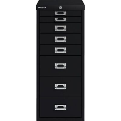 Schubladenschrank 8 Schübe, mit Schloss, (H x B x T) 670 x 279 x 408 mm, schwarz