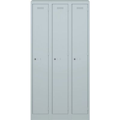 Garderobenschrank Primary, 2 Abteile, je 1 Fach, abschließbar, 1800 x 300 x 500 mm, lichtgrau