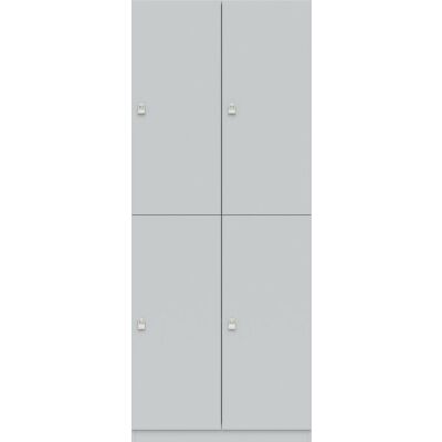 Garderobenschrank Pren, 4 Abteile, je 1 Fach, Türen abschließbar, aus Holz, 1970 x 800 x 500 mm, weiß