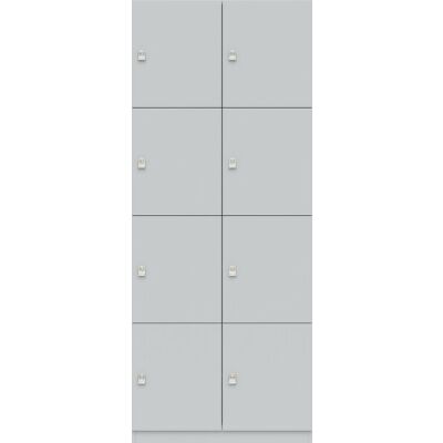 Schließfachschrank Pren, (H x B x T) 1970 x 800 x 500 mm, 2 Abteile, je 4 Türen, 8 Fächer, weiß