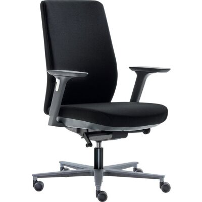 Bürodrehstuhl Business, Armlehnen 3-dimensional verstellbar, Rückenlehne/Sitz gepolstert grau, Fußkreuz Alu