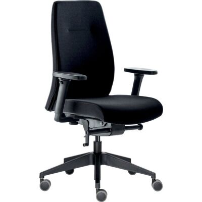 Bürodrehstuhl Office Comfort, Armlehnen 3-dimensional verstellbar, Rückenlehne/Sitz gepolstert schwarz, Fußkreuz Kunststoff schwarz