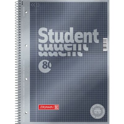 Collegeblock Premium Student, kariert 90g/qm, 80 Blatt, DIN A4, anthrazit