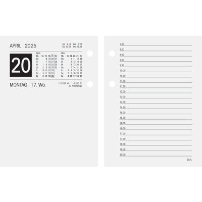 Umlegekalender 261E, 8 x 10,8 cm, 1 Tag/2 Seiten, links Kalendarium rechts Notizen, 38 mm gelocht