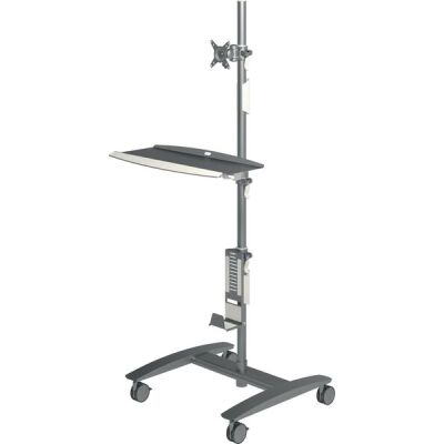 Workstation Viewmate Fußboden 702, Lenkrollen, 636 x 600 x 1.665 mm, silber