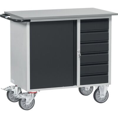 Werkstattwagen 2450, 1 Schrank, 6 Schubladen, Stahlblech, anthrazitgrau