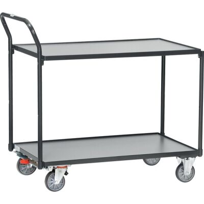 Tischwagen 7242, Ladefläche: 1000 x 600 mm, 2 Böden, Schraubkonstruktion, Lenkrollen, anthrazitgrau