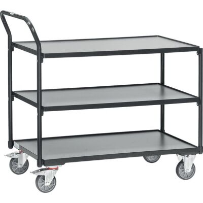 Tischwagen 2752, Ladefläche: 1000 x 600 mm, 2 Böden, Schraubkonstruktion, Lenkrollen, anthrazitgrau