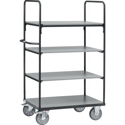 Etagenwagen 8303, Ladefläche: 1200 x 800 mm, 4 Einlegeböden, mit Lenkrollen, anthrazitgrau