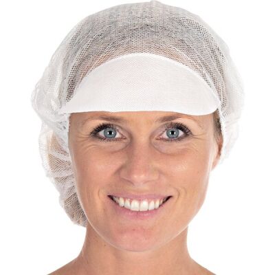 Baretthauben mit Schirm, Viskose, Ø 48cm, weiß, 100 Stück