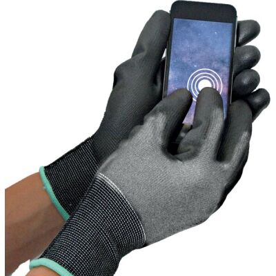 Schnittschutzhandschuhe Cut Safe Touch, Strick/PU, grau-schwarz, Gr. 9/L, 10 Paar