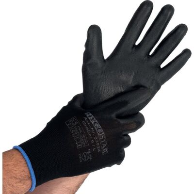 Feinstrickhandschuhe Black Ace, PU-Beschichtung, schwarz, Gr. 6/XS, 12 Paar