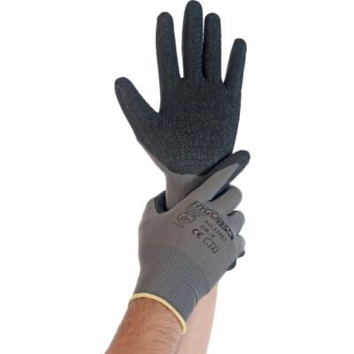 Feinstrickhandschuhe Skill, Latexbeschichtung, grau-schwarz, Gr. 11/XXL, 12 Paar