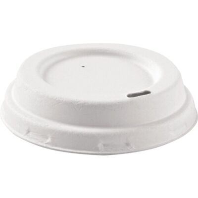 Bio Deckel für Trinkbecher , Zuckerrohr, Ø 80 mm, weiß, 50 Stück