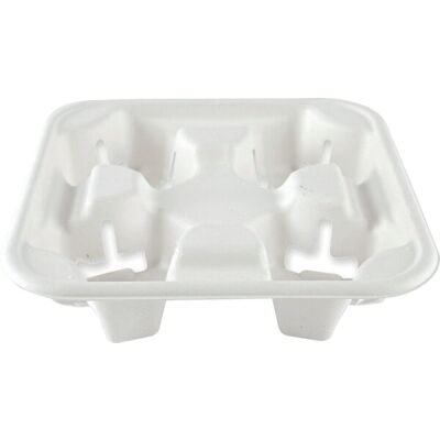 Bio Becherhalter Quattro, Zuckerrohr, kompostierbar, für 4 Coffee-to-go-Becher, 50 Stück