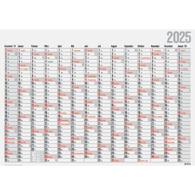 Plakatkalender, 14 Monate/1 Seite, 98 x 68,5 cm, quer, schwarz/rot