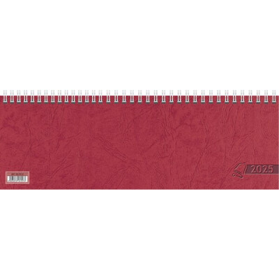 Querkalender, 1 Woche/1 Seite, 29,7 x 10,5 cm, 64 Seiten, von 8 - 18 Uhr, So. 8 - 12 Uhr, Wire-O-Bindung, Ferientermine DE, schwarz/rot