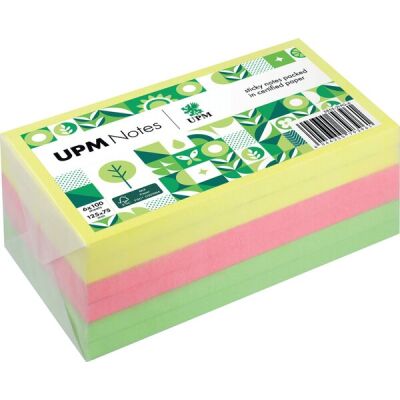 Haftnotiz, 125 x 75 mm, Brillant Mix gelb, pink, grün, 100 Blatt/Block, 6 Blöcke, Pergaminverpackung, FSC®-zertifiziert